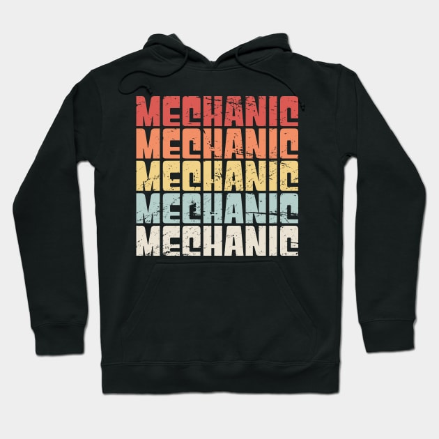 Retro Distressed MECHANIC Text Hoodie by MeatMan